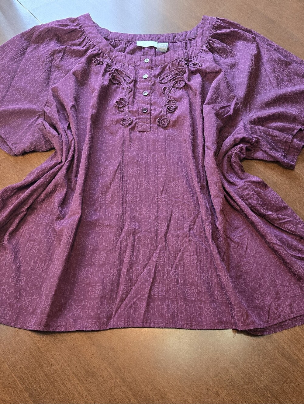 SALE*Vintage Liz & Me for Catherines Purple Printed Short Sleeve Blouse 3X 26/28